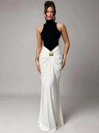 Tamara Black And White Backless Maxi Dress
