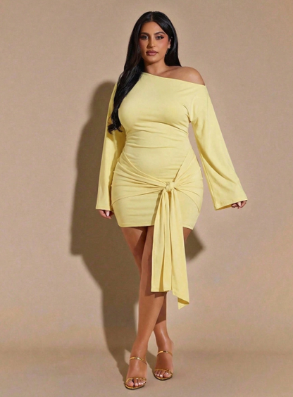 Kalyssa Asymmetric Shoulder Mini Dress