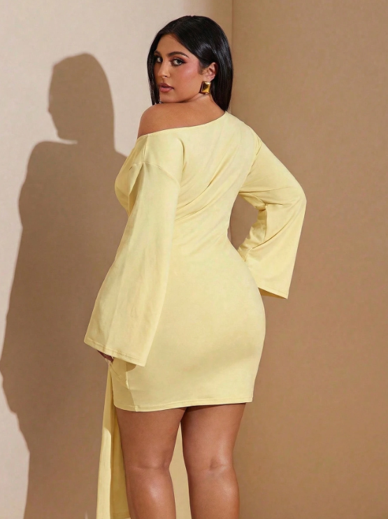 Kalyssa Asymmetric Shoulder Mini Dress