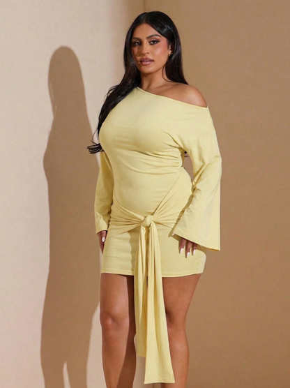Kalyssa Asymmetric Shoulder Mini Dress