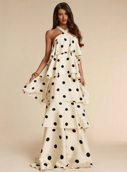 Marina Polka Dot Ruffle Tiered Maxi Dress