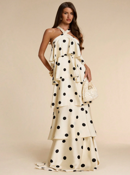 Marina Polka Dot Ruffle Tiered Maxi Dress