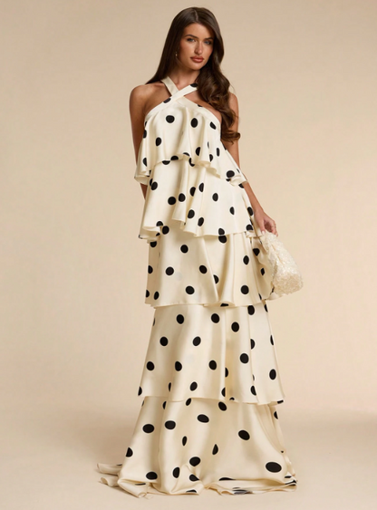 Marina Polka Dot Ruffle Tiered Maxi Dress