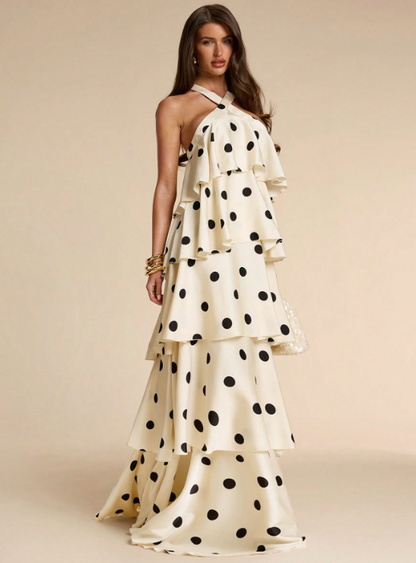 Marina Polka Dot Ruffle Tiered Maxi Dress