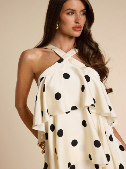 Marina Polka Dot Ruffle Tiered Maxi Dress