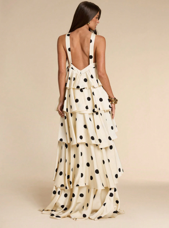 Marina Polka Dot Ruffle Tiered Maxi Dress