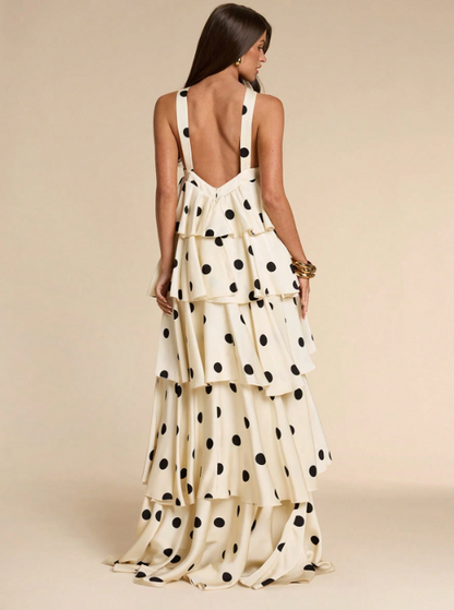 Marina Polka Dot Ruffle Tiered Maxi Dress