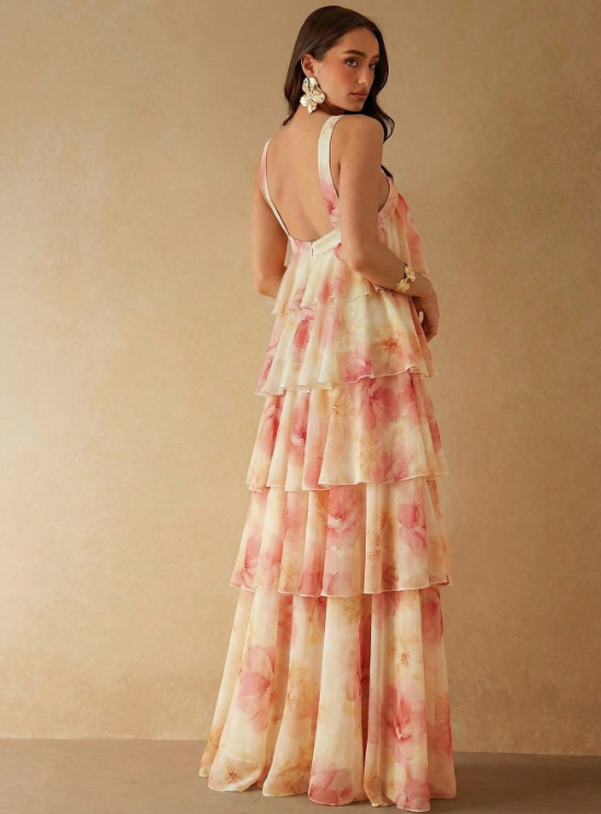 Victoria Floral Ruffle Maxi Dress