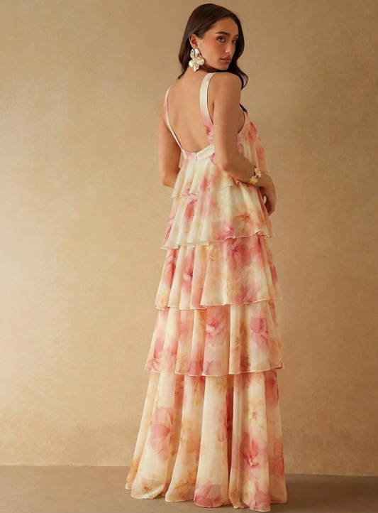 Victoria Floral Ruffle Maxi Dress