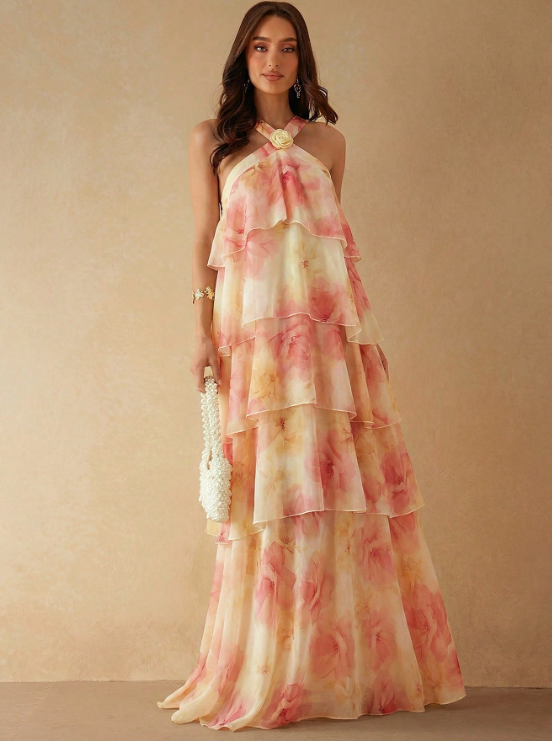 Victoria Floral Ruffle Maxi Dress