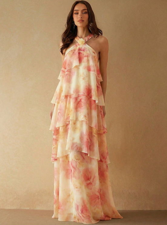 Victoria Floral Ruffle Maxi Dress