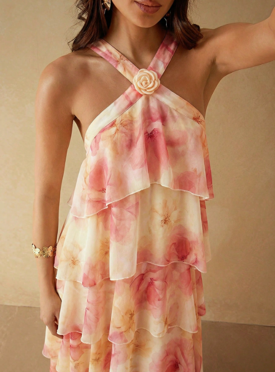 Victoria Floral Ruffle Maxi Dress