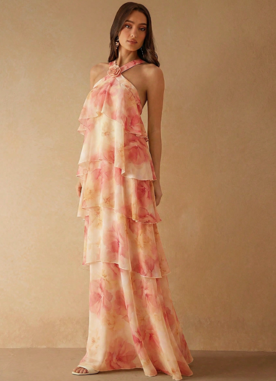 Victoria Floral Ruffle Maxi Dress
