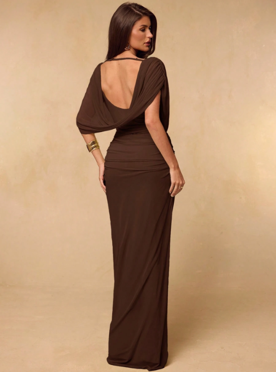 Sophia Off-Shoulder Draped Maxi Dress