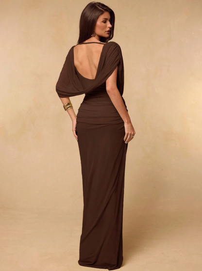 Sophia Off-Shoulder Draped Maxi Dress