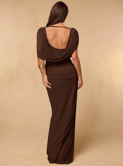 Sophia Off-Shoulder Draped Maxi Dress