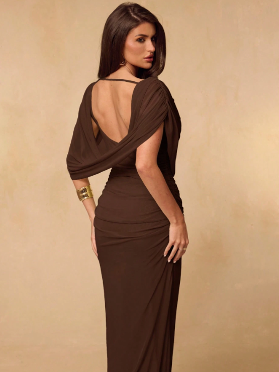 Sophia Off-Shoulder Draped Maxi Dress
