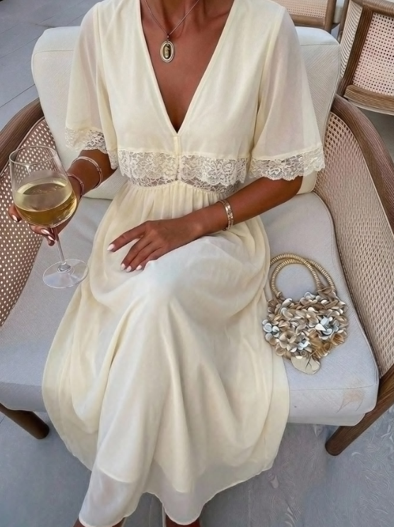 Teressa Apricot Flowy Chiffon Dress