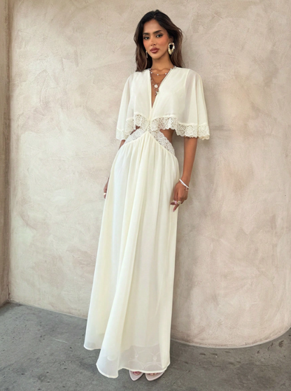 Teressa Apricot Flowy Chiffon Dress