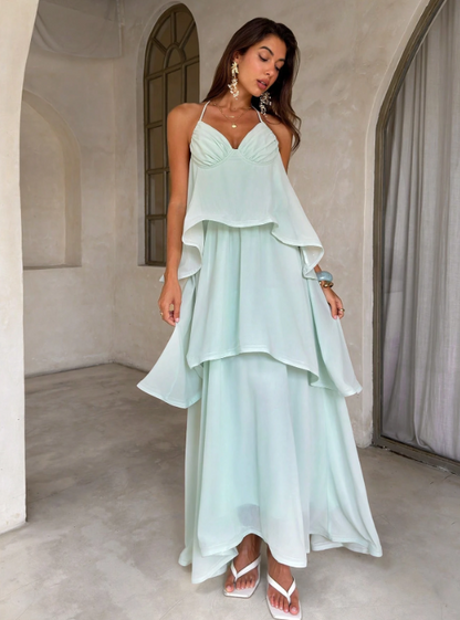 Ava Multi-Layer Ruffle Romantic Maxi Dress