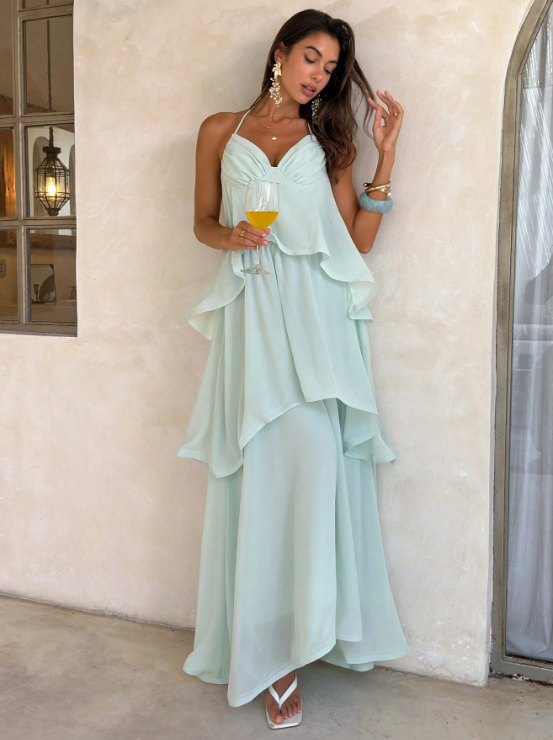 Ava Multi-Layer Ruffle Romantic Maxi Dress