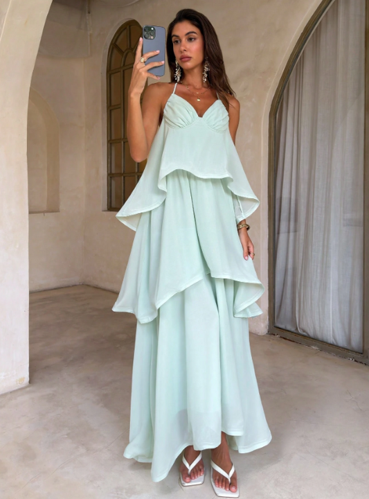 Ava Multi-Layer Ruffle Romantic Maxi Dress