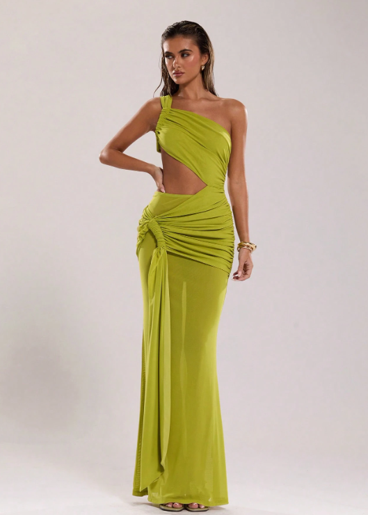 Valentina Spaghetti Strap Hollow-Out Super Maxi Dress
