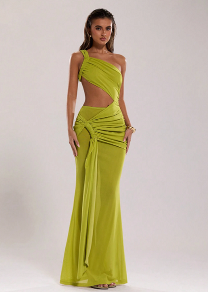 Valentina Spaghetti Strap Hollow-Out Super Maxi Dress