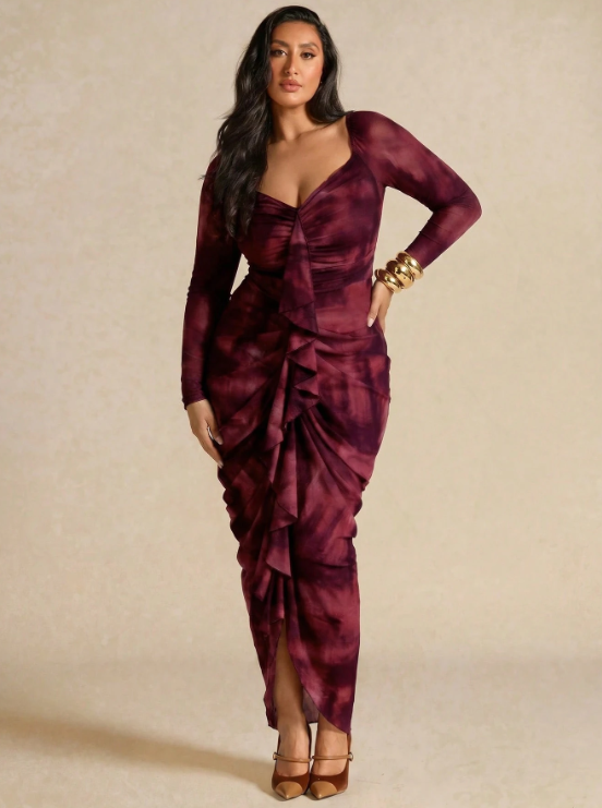 Anna Ruffle Trim Maxi Dress