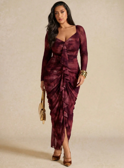 Anna Ruffle Trim Maxi Dress