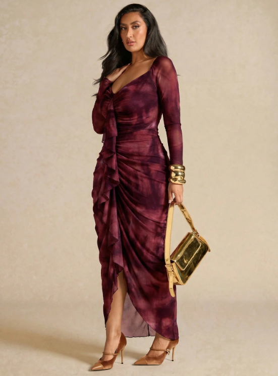 Anna Ruffle Trim Maxi Dress