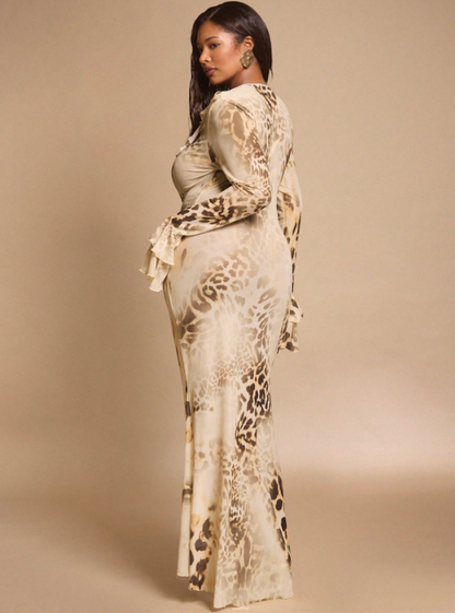 Sarah Leopard Print Maxi Dress