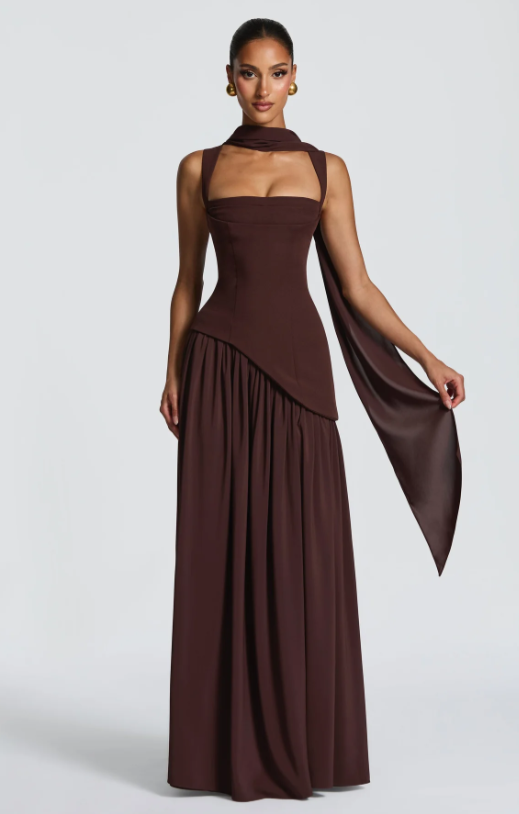 Stacy Square Neck Backless Tie Maxi Dress
