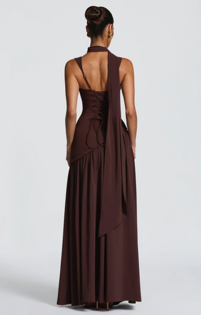 Stacy Square Neck Backless Tie Maxi Dress