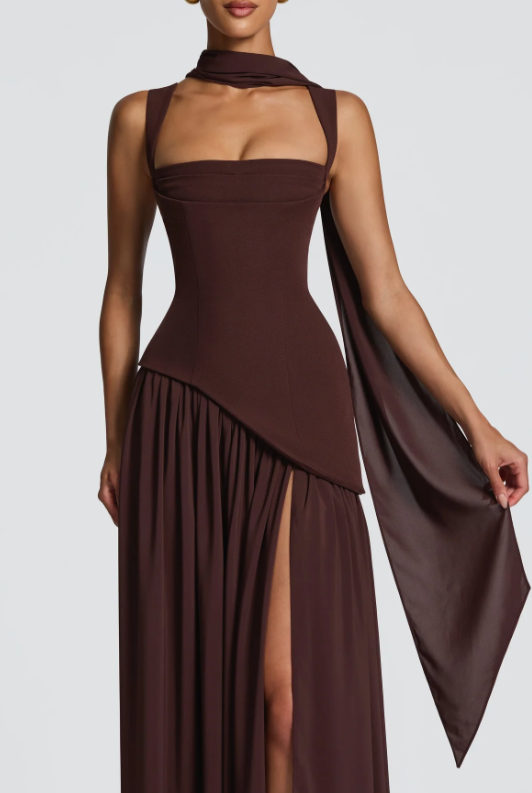 Stacy Square Neck Backless Tie Maxi Dress