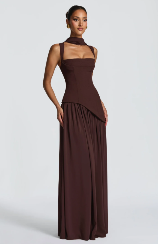 Stacy Square Neck Backless Tie Maxi Dress