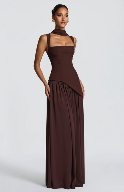 Stacy Square Neck Backless Tie Maxi Dress