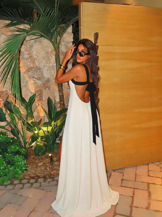 Delphine Backless Tie-Up Maxi Dress