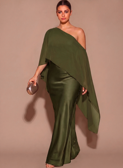 Fleurine Asymmetrical Shoulder Dress