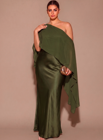 Fleurine Asymmetrical Shoulder Dress