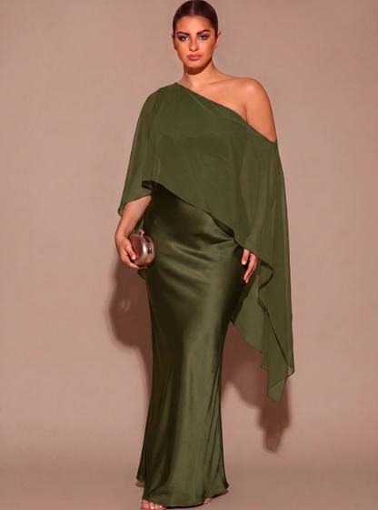 Fleurine Asymmetrical Shoulder Dress