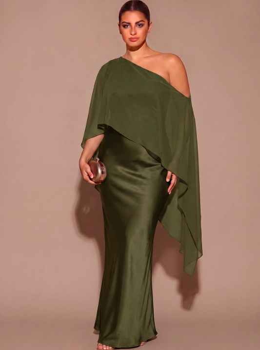 Fleurine Asymmetrical Shoulder Dress
