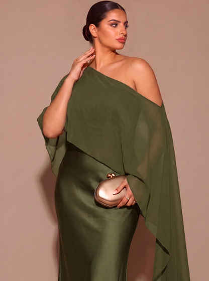 Fleurine Asymmetrical Shoulder Dress