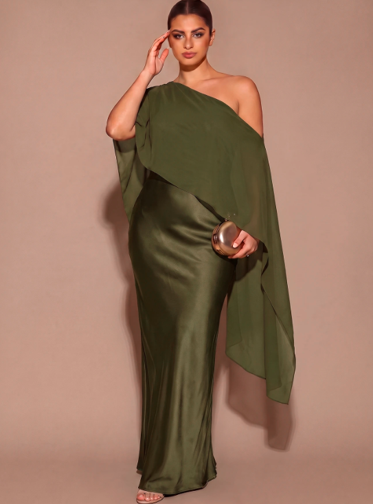 Fleurine Asymmetrical Shoulder Dress