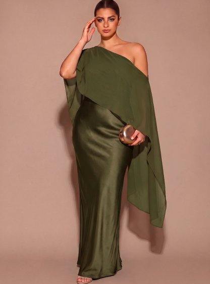 Fleurine Asymmetrical Shoulder Dress