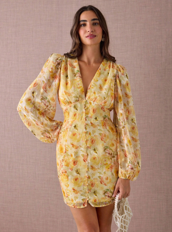 SOPHIE FLORAL PUFF SLEEVE DRESS
