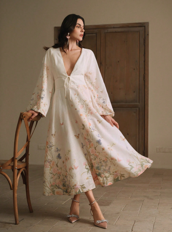 LENORA FLORAL MIDI DRESS