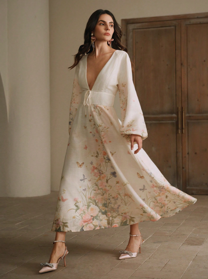 LENORA FLORAL MIDI DRESS