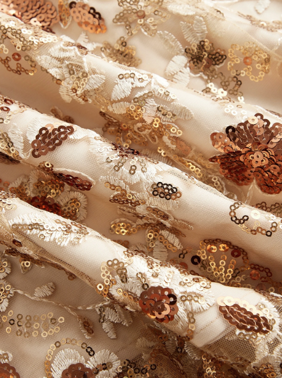 MAEVA CHAMPAGNE SEQUIN MIDI DRESS