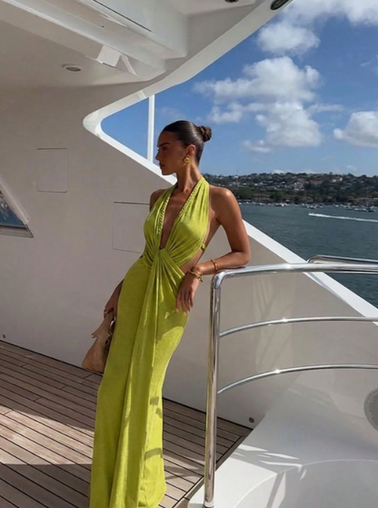 Jennifer Backless Halter Maxi Dress
